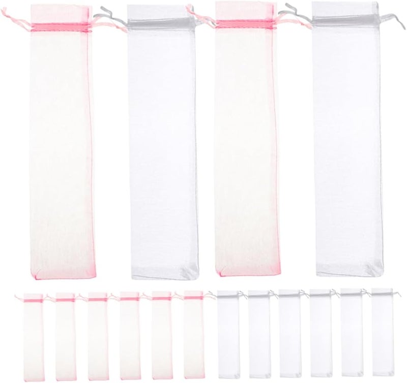 FOMIYES 50 Pcs White Mesh Drawstring Bags For Candy Storage Party Favors Wedding Props - Image 1